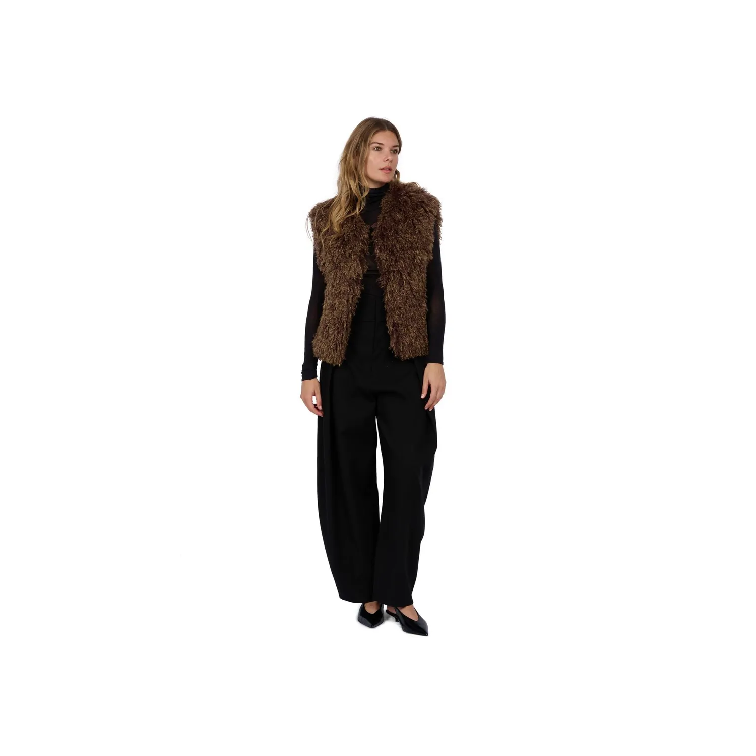 Oakwood Beth 65091 gilet sans manche bronze fausse fourrure