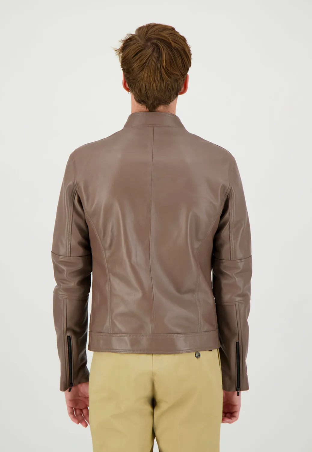 Pierre Talamon Perfecto blouson cuir taupe
