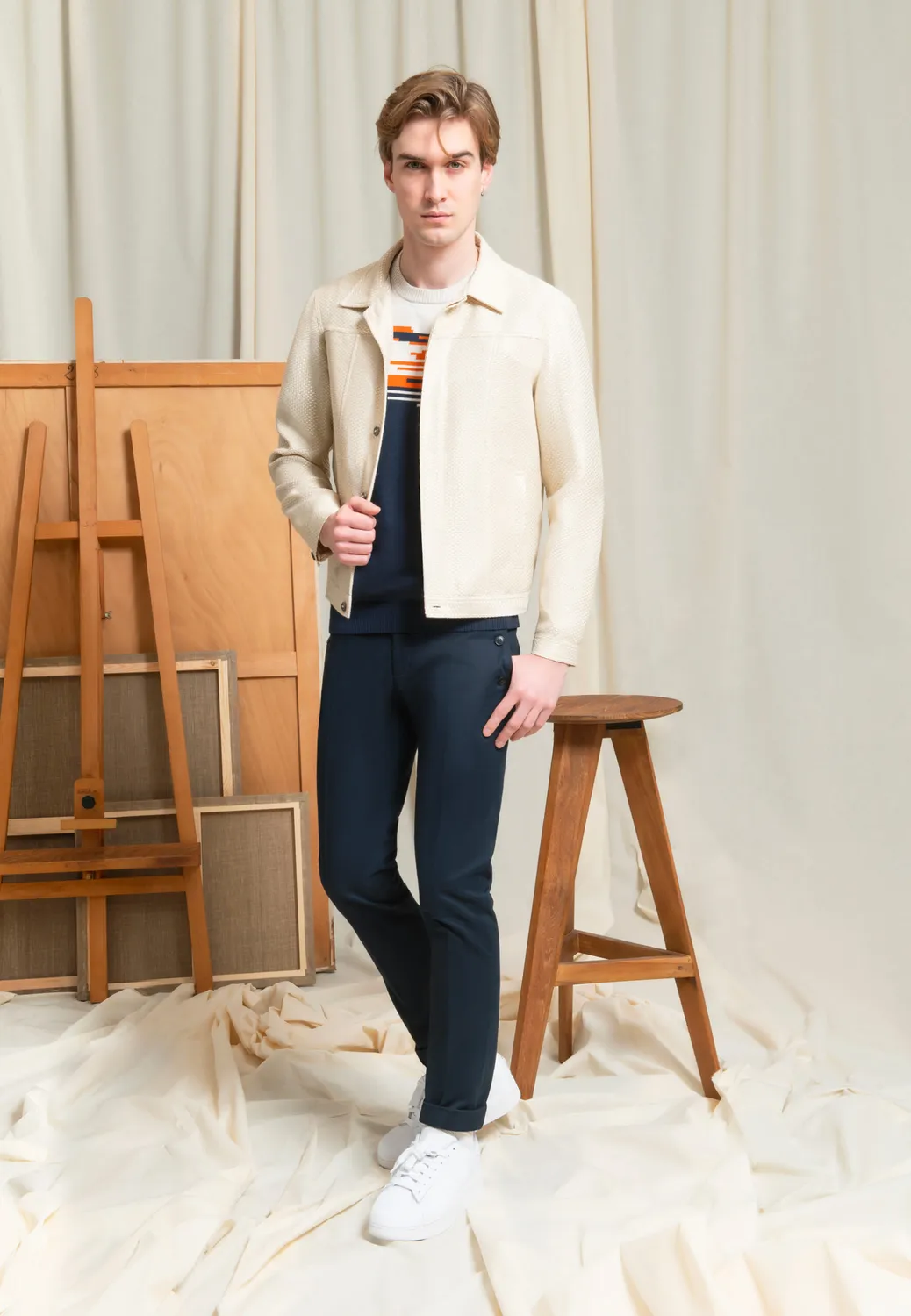 Pierre Talamon Trucker blouson beige toile