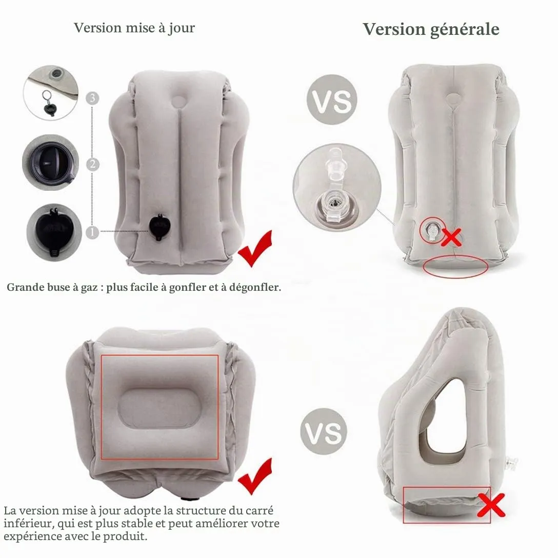 Vapesoon Appui-tête Oreiller de Voyage Gonflable Gris
