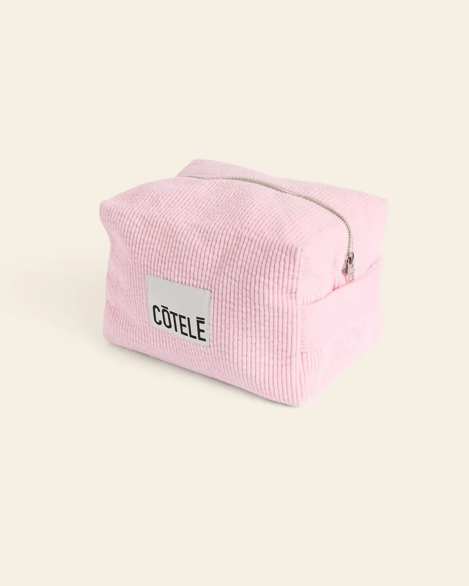Cotelé Paris Trousse de Toilette XL rose velours coton bio