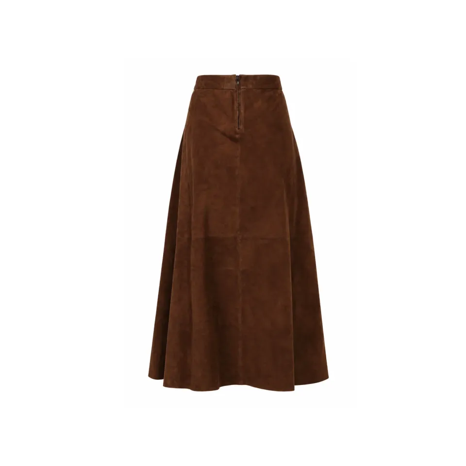 Oakwood Manha 65365 jupe cuir chèvre choco longue