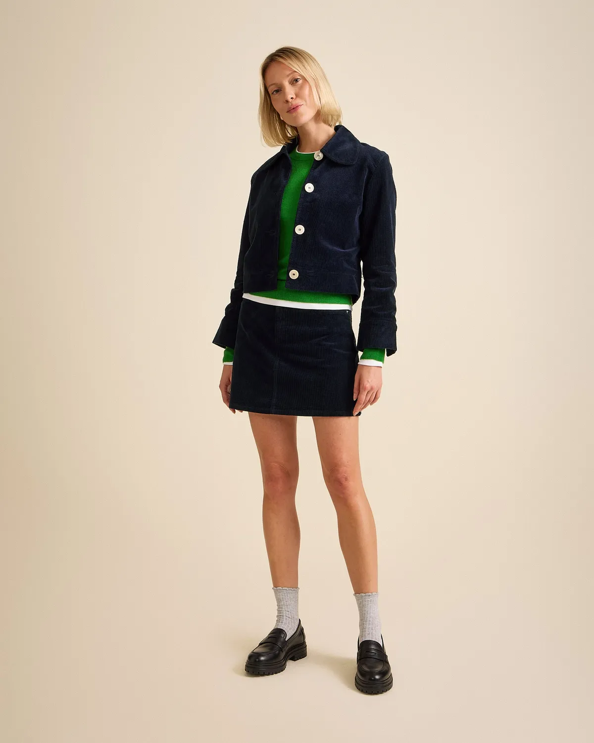 Cotélé Paris Daisy veste navy velours courte