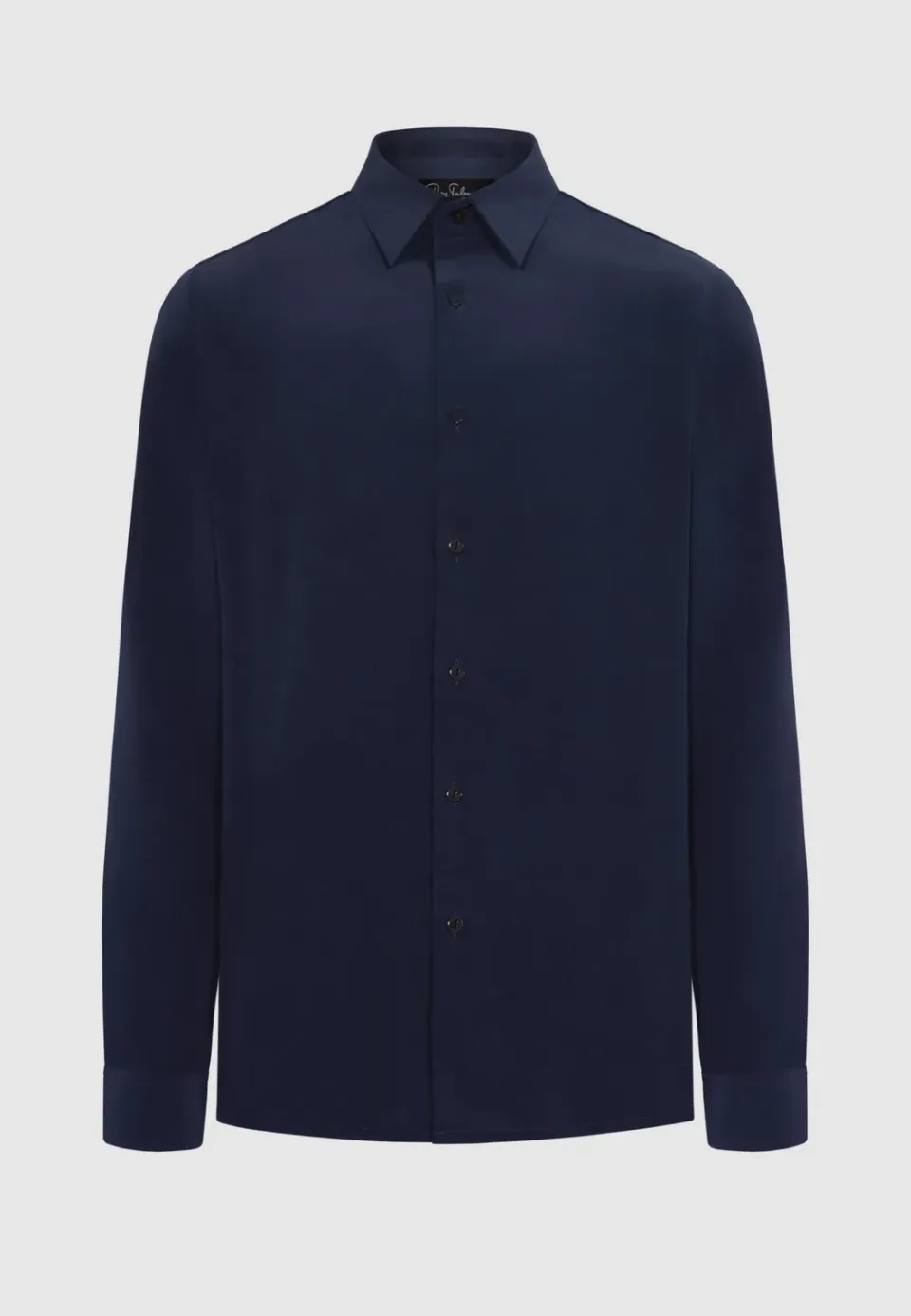 Pierre Talamon chemise crêpe de soie bleu marine