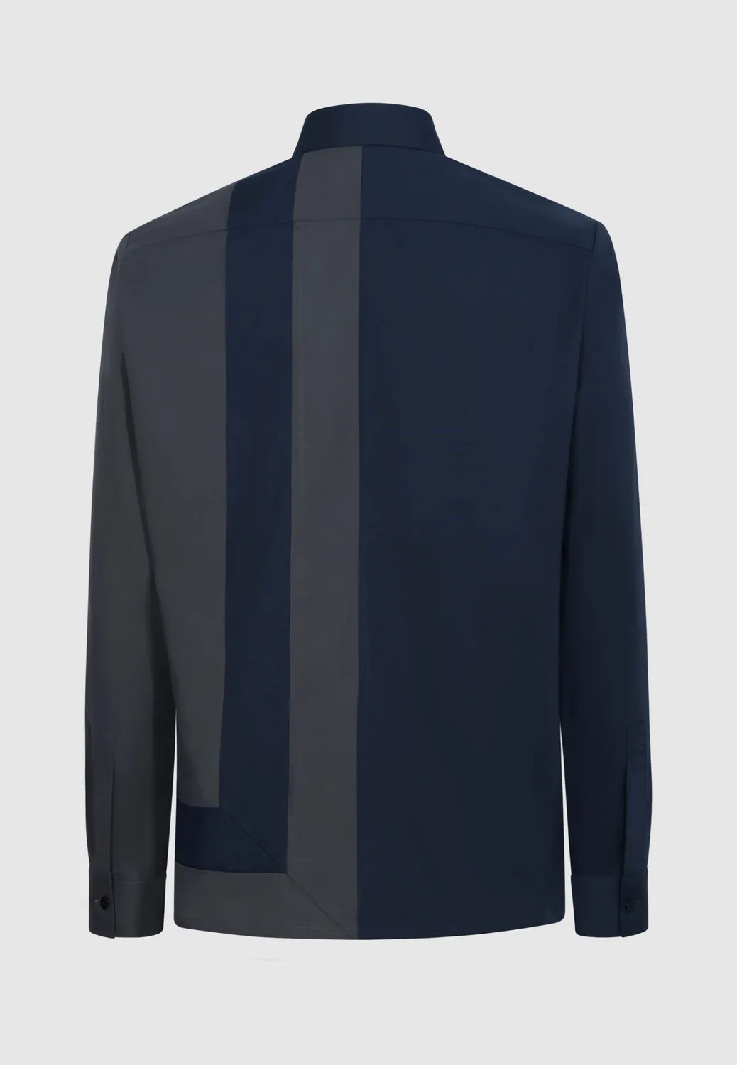 Pierre Talamon chemise empiècements gris bleu coton
