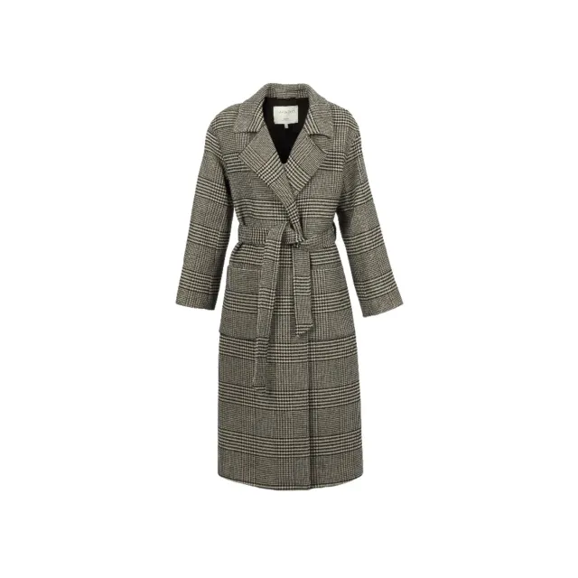 Oakwood Reality 65362 manteau carreaux noir laine ceinture