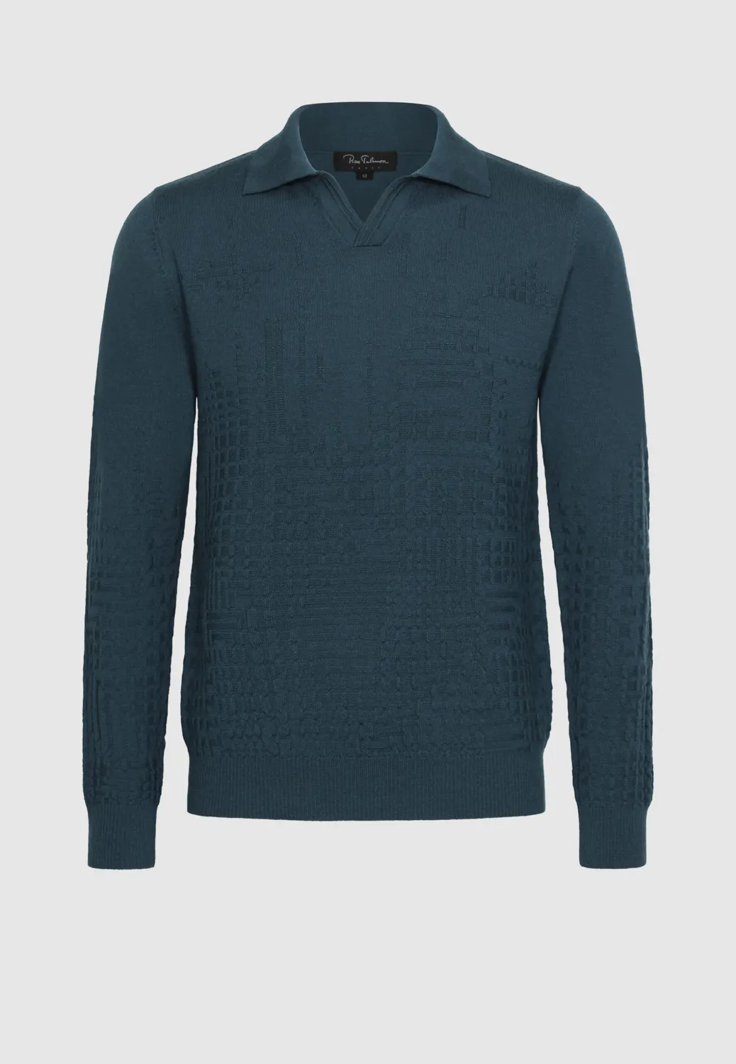 Pierre Talamon Structure polo bleu gris mérinos homme
