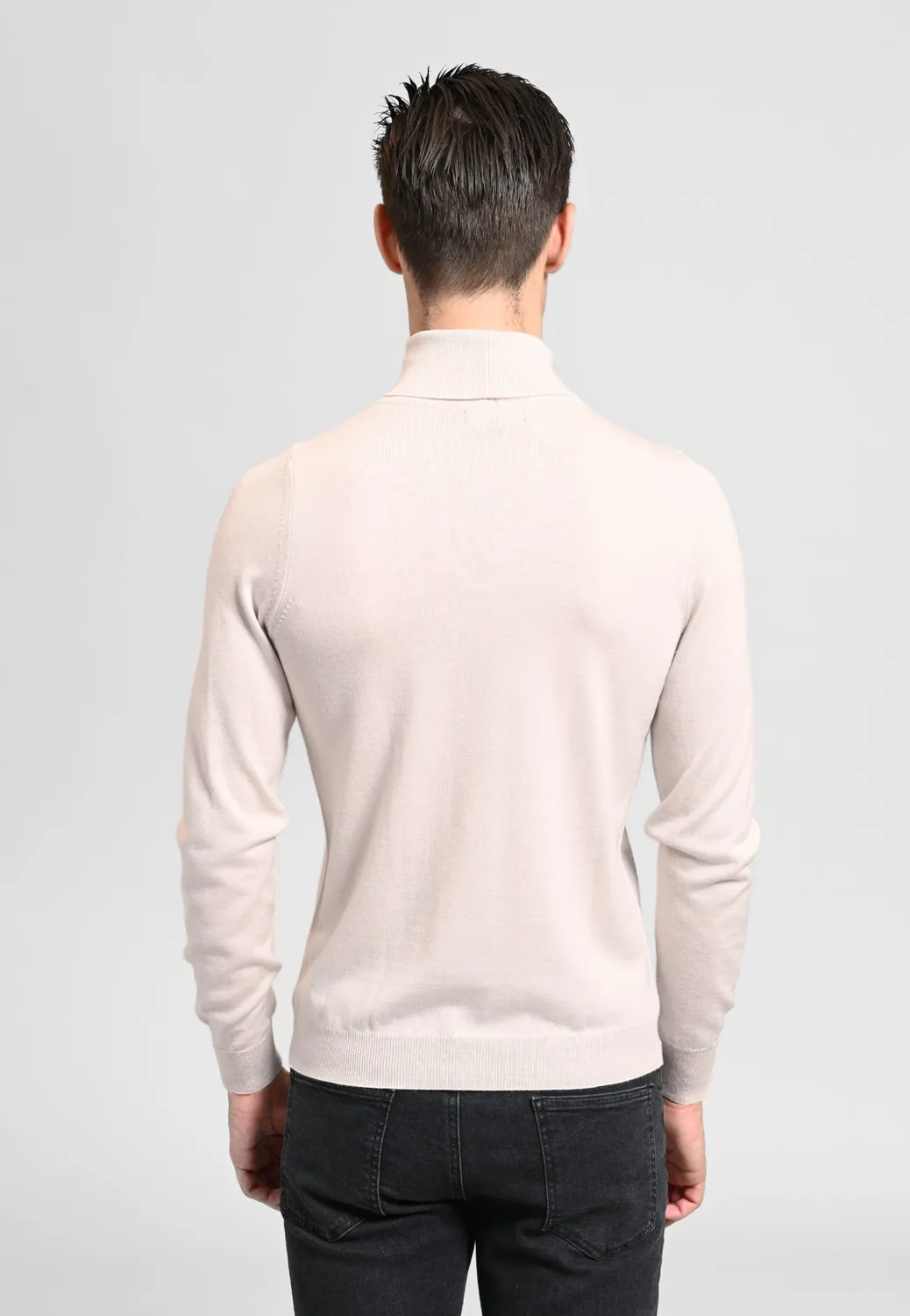 Pierre Talamon col roulé pull beige col roulé