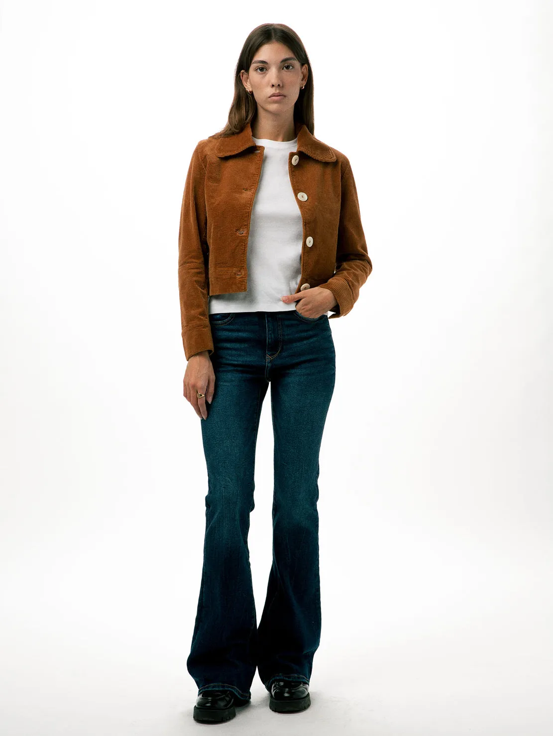 Cotelé Paris Daisy veste femme caramel velours côtelé