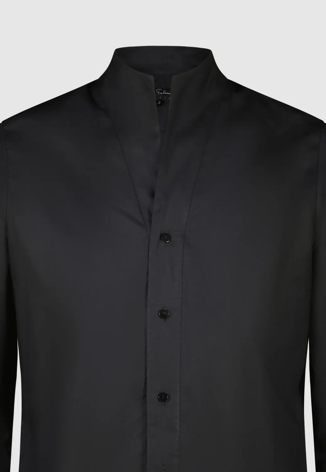 Pierre Talamon col montant chemise noire coton