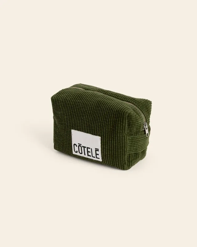 Cotelé Paris trousse de toilette vert olive coton bio