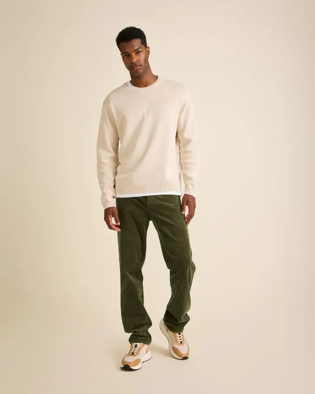 Cotelé Paris Pantalon Droit vert olive velours
