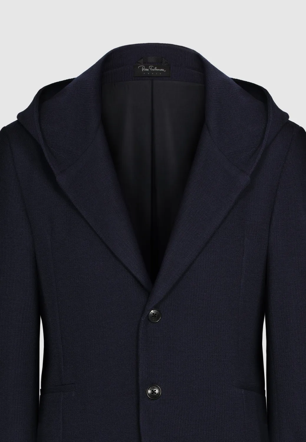 Pierre Talamon veste à capuche bleu marine laine