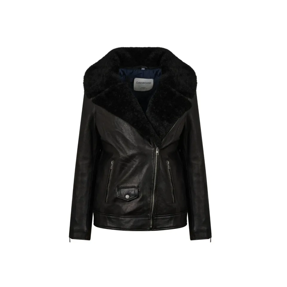 Oakwood Ariana 65085 blouson cuir noir col fourrure