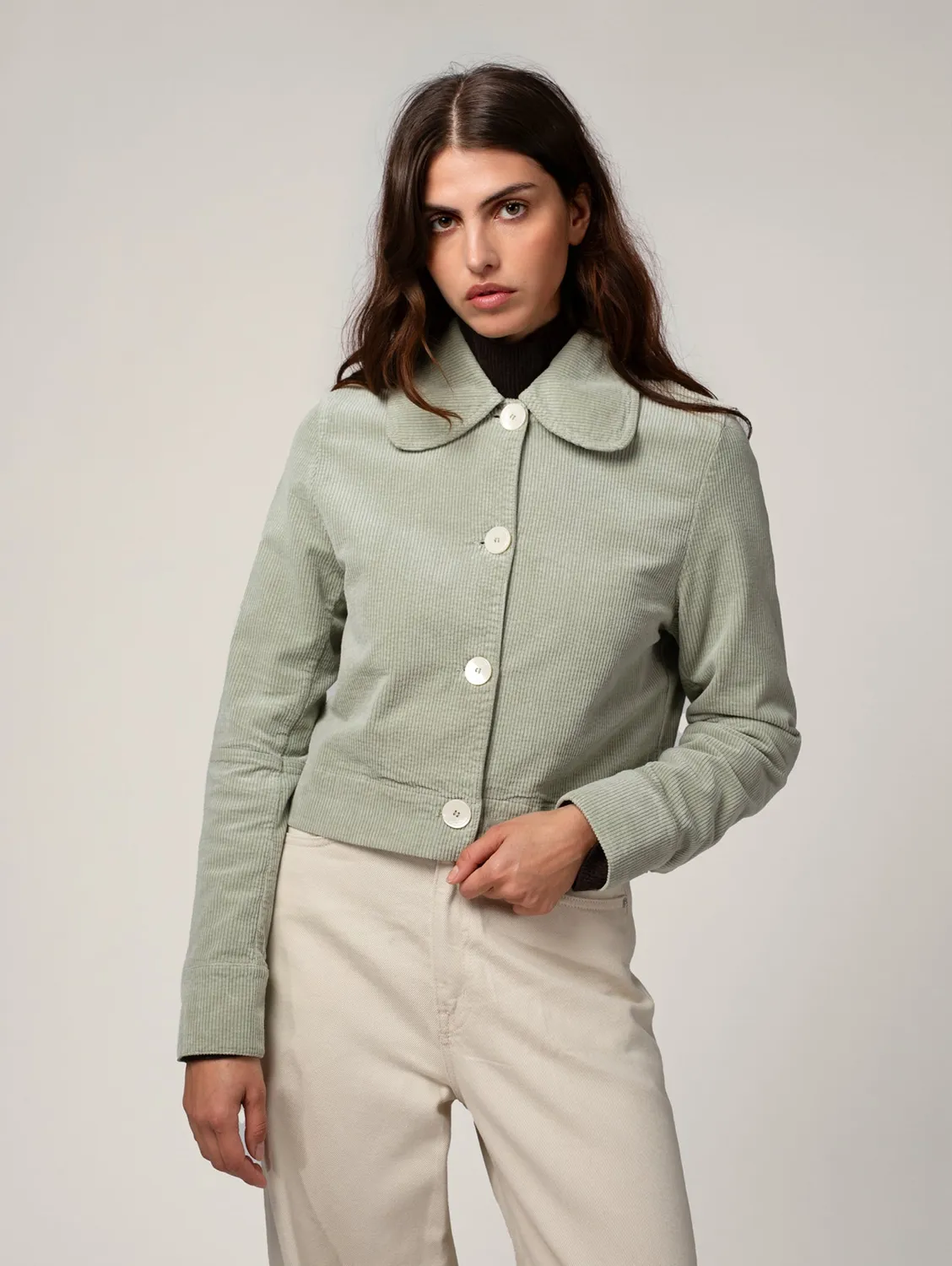 Cotelé Paris Daisy veste velours côtelé sauge