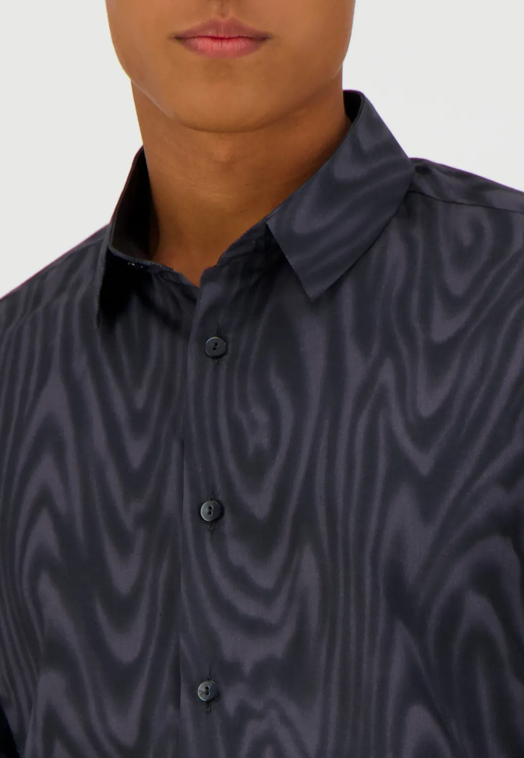 Pierre Talamon Moirée chemise noire élégante