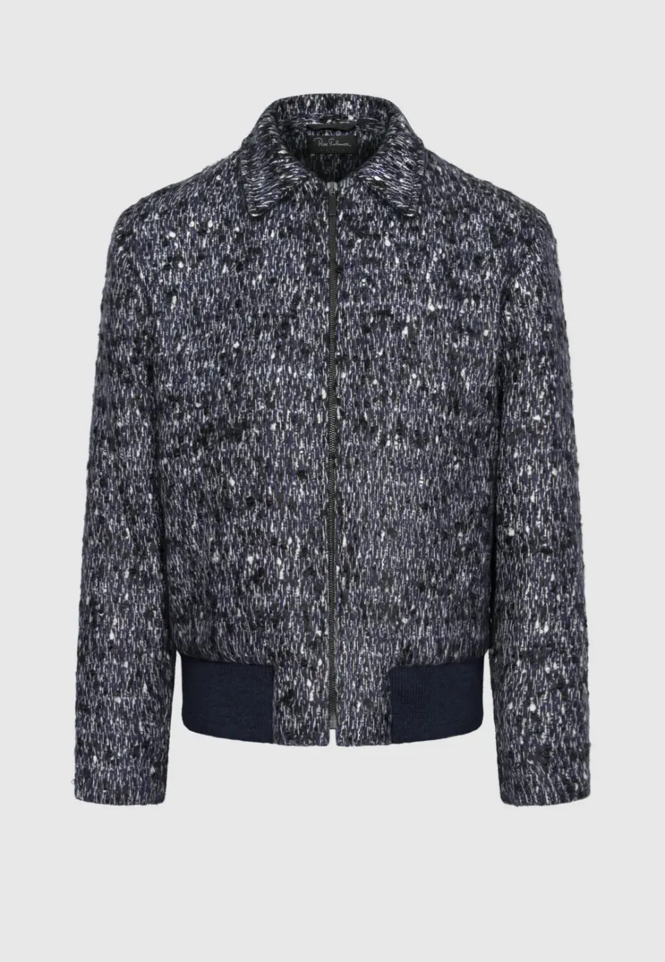 Pierre Talamon blouson tweed laine chiné bleu